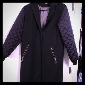 Topshop Navy Womens quilted sleeve coat